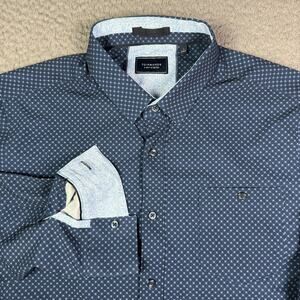 7 Diamonds Shirt Mens L Blue Unified 4-Way Stretch Woven Geometric Long Sleeve